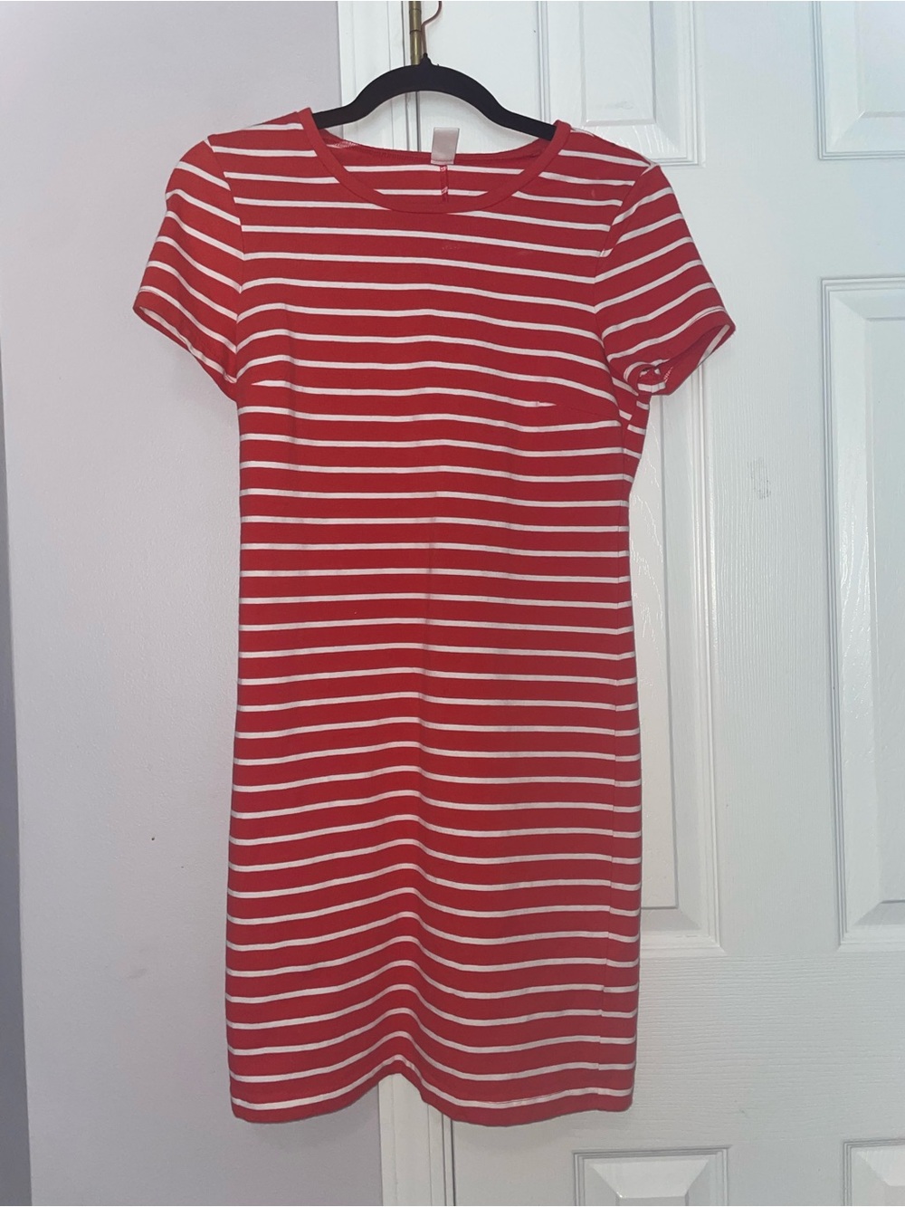 Old Navy Red and White Striped Women's Short Sleeve Dress